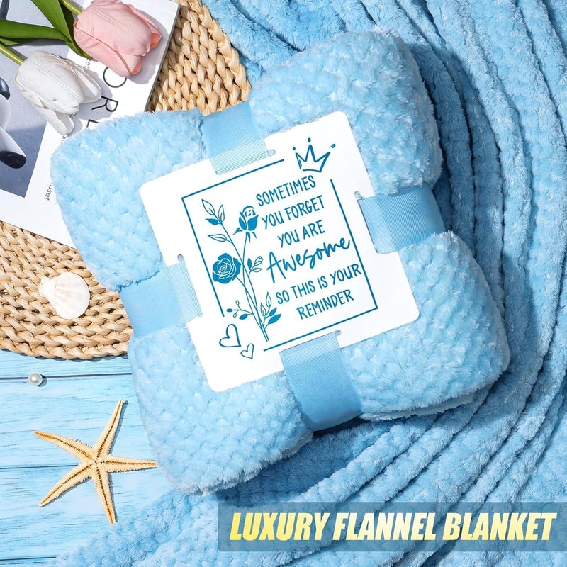 Qinline Birthday Gifts for Women Self Care Get Well Soon Gifts, Ocean Relaxing Spa Kit Bath Gift Basket Care Package w/ Flannel Blanket 40 OZ Tumbler, Valentines Day Gift for Her Wife Mom Girlfriend Sister - Image 3